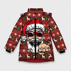 Куртка зимняя для девочки Bad Santa Плохой Санта, цвет: 3D-красный