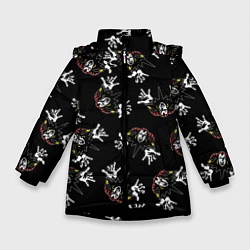 Куртка зимняя для девочки КОРОЛЬ И ШУТ ЛОГО ПАТТЕРН, цвет: 3D-черный