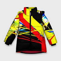 Куртка зимняя для девочки Геометр, цвет: 3D-красный