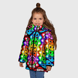 Куртка зимняя для девочки Geometry Dash: Smiles, цвет: 3D-красный — фото 2