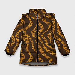Куртка зимняя для девочки Шкура тигра леопарда гибрид, цвет: 3D-светло-серый