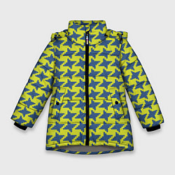 Зимняя куртка для девочки Сине-желтые гусиные лапки