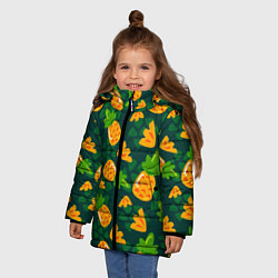 Куртка зимняя для девочки Ананасы Много ананасов, цвет: 3D-черный — фото 2