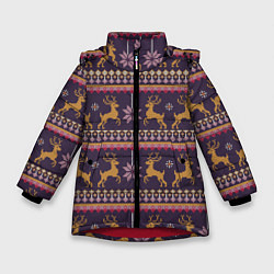 Зимняя куртка для девочки Новогодний свитер c оленями 2