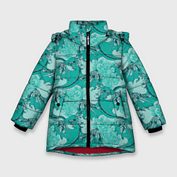 Куртка зимняя для девочки Китайские дракончики, цвет: 3D-красный