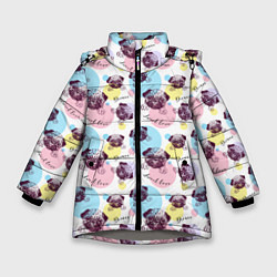 Куртка зимняя для девочки Милые Мопсики, цвет: 3D-светло-серый