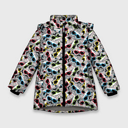 Куртка зимняя для девочки Модные Собачки, цвет: 3D-светло-серый