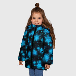 Куртка зимняя для девочки НОВОГОДНИЕ НЕОНОВЫЕ СНЕЖИНКИ 2022 НОВЫЙ ГОД, цвет: 3D-светло-серый — фото 2