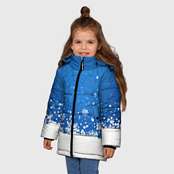 Куртка зимняя для девочки Снежинки - С Новым Годом, цвет: 3D-светло-серый — фото 2
