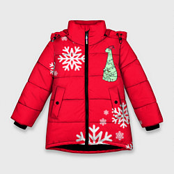 Куртка зимняя для девочки НОВОГОДНИЙ ДИНОЗАВРИК DINOSAUR, цвет: 3D-черный