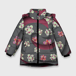Куртка зимняя для девочки Спираль-flowers, цвет: 3D-черный