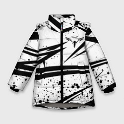 Куртка зимняя для девочки Токийские мстители - Геометрия, цвет: 3D-светло-серый