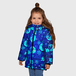 Куртка зимняя для девочки Заморозки Снеговики во льдах, цвет: 3D-светло-серый — фото 2