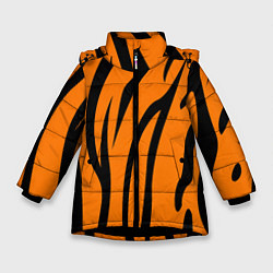 Куртка зимняя для девочки Текстура тиграtiger, цвет: 3D-черный
