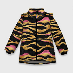 Куртка зимняя для девочки Тигровый окрас Gold Pink, цвет: 3D-светло-серый