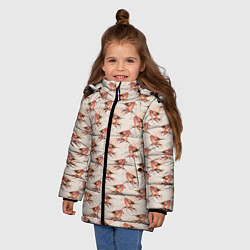 Куртка зимняя для девочки Зима снегири, цвет: 3D-черный — фото 2