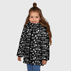 Куртка зимняя для девочки Тренировка с гантелями, цвет: 3D-черный — фото 2