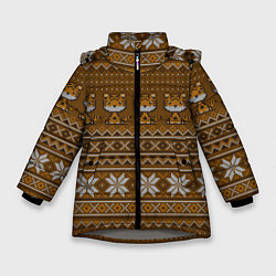 Зимняя куртка для девочки Вязаный стиль - Тигренок 2022
