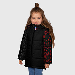 Куртка зимняя для девочки СЛАВЯНСКАЯ СИМВОЛИКА, МЕТАЛЛИЧЕСКИЕ РУНЫ, цвет: 3D-черный — фото 2