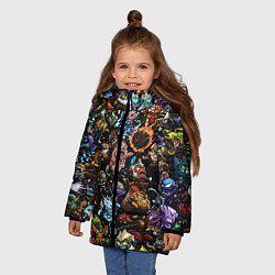 Куртка зимняя для девочки DOTA 2 ВСЕ ПЕРСОНАЖИ В ЦВЕТЕ, цвет: 3D-светло-серый — фото 2