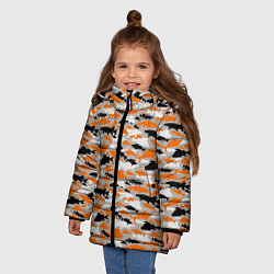 Куртка зимняя для девочки Рыболовный камуфляж из рыб, цвет: 3D-черный — фото 2