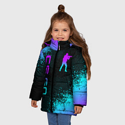 Куртка зимняя для девочки CS GO NEON SYMBOL STYLE SKIN КС ГО НЕОН, цвет: 3D-черный — фото 2