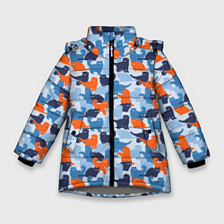 Куртка зимняя для девочки Разные Кошечки, цвет: 3D-светло-серый