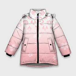 Куртка зимняя для девочки ГЕНШИН ИМПАКТ ЯПОНИЯ САКУРА ЦВЕТОК, цвет: 3D-светло-серый