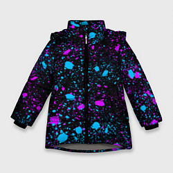 Куртка зимняя для девочки Брызги неоновые ярких красок, цвет: 3D-светло-серый