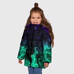 Куртка зимняя для девочки НЕОНОВЫЙ ОГОНЬ ГЕНШИН ИМПАКТ СИМВОЛЫ, цвет: 3D-светло-серый — фото 2