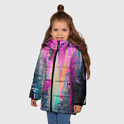 Куртка зимняя для девочки Кибер романтика, цвет: 3D-светло-серый — фото 2