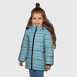 Куртка зимняя для девочки Новогодний узор голубой, цвет: 3D-светло-серый — фото 2