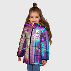 Куртка зимняя для девочки Stray Кот, цвет: 3D-красный — фото 2