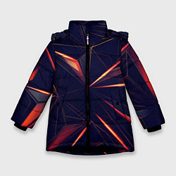 Куртка зимняя для девочки АБСТРАКЦИЯ ТРЕУГОЛЬНИКИ, цвет: 3D-черный