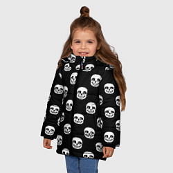 Куртка зимняя для девочки UNDERTALE SANS SKULL FACE PATTERN УЗОР, цвет: 3D-светло-серый — фото 2