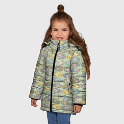 Куртка зимняя для девочки Рыбы паттерн, цвет: 3D-светло-серый — фото 2