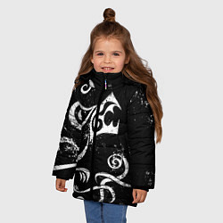 Куртка зимняя для девочки ТАТУИРОВКА ДРАКЕНА WHITE AND BLACK, цвет: 3D-светло-серый — фото 2