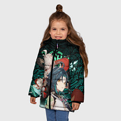 Куртка зимняя для девочки КАЗУХА И СЯО XIAO AND KAZUHA GENSHIN, цвет: 3D-черный — фото 2
