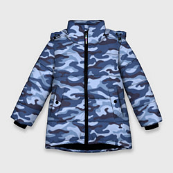 Куртка зимняя для девочки Синий Камуфляж Camouflage, цвет: 3D-черный