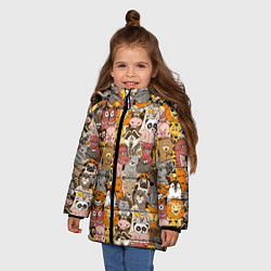 Куртка зимняя для девочки Зоопарк разные звери, цвет: 3D-светло-серый — фото 2