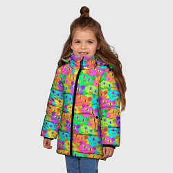 Куртка зимняя для девочки Красочные Котики, цвет: 3D-светло-серый — фото 2