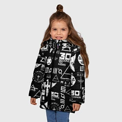 Куртка зимняя для девочки 30 Seconds to Mars: Паттерн логотипов, цвет: 3D-светло-серый — фото 2