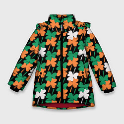 Зимняя куртка для девочки Клевер в цветах Ирландского флага паттерн