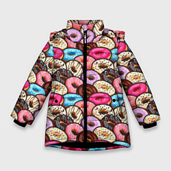 Куртка зимняя для девочки Sweet donuts, цвет: 3D-черный