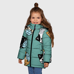 Куртка зимняя для девочки Котейки в масках, цвет: 3D-черный — фото 2
