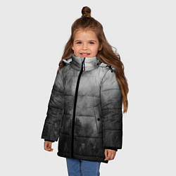 Куртка зимняя для девочки ТУМАН НАД ЛЕСОМ МРАЧНО, цвет: 3D-светло-серый — фото 2