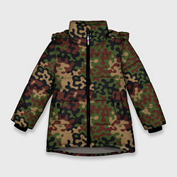 Куртка зимняя для девочки Военный Камуфляж Military, цвет: 3D-светло-серый