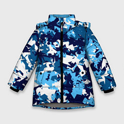 Куртка зимняя для девочки Сине-бело-голубой камуфляж, цвет: 3D-светло-серый