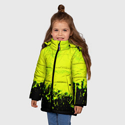 Куртка зимняя для девочки НЕОНОВЫЕ БРЫЗГИ КРАСКИ, цвет: 3D-черный — фото 2