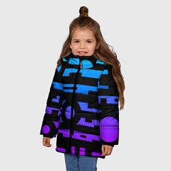 Куртка зимняя для девочки Неоновая геометрия Neon, цвет: 3D-черный — фото 2
